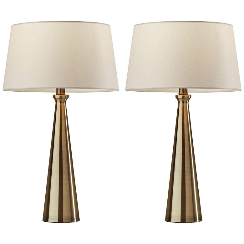 Image 1 Adesso Lucy 22 inch Antique Brass Metal Accent Table Lamps Set of 2
