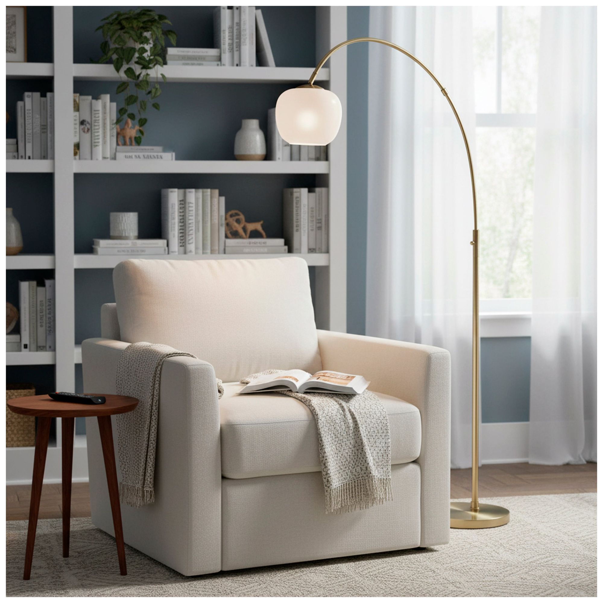 Image 2 Adesso Magnolia Arc Lamp - Antique Brass more views