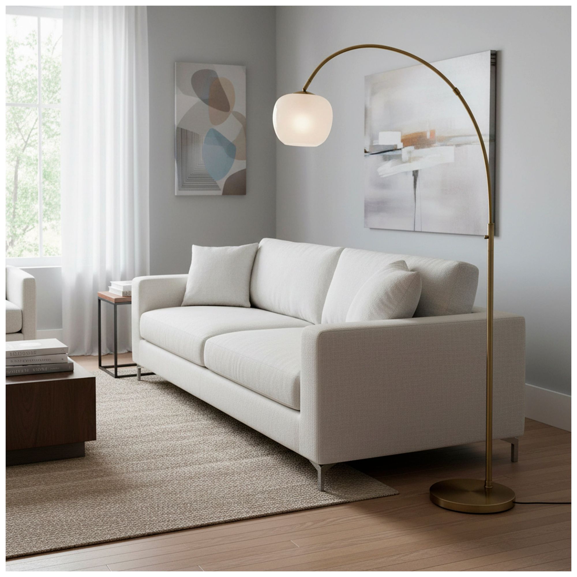 Image 3 Adesso Magnolia Arc Lamp - Antique Brass more views