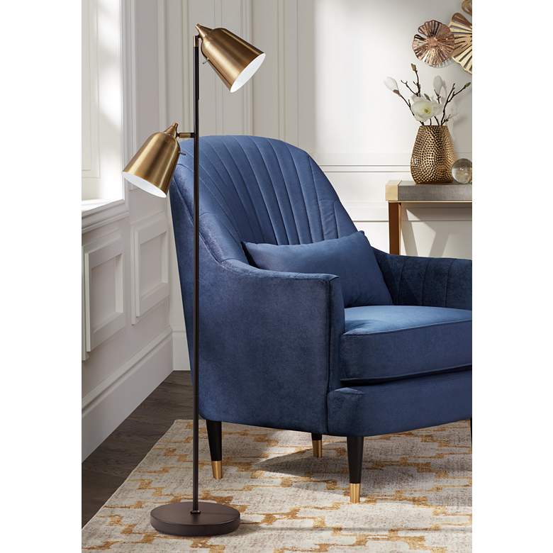 Image 1 Adesso Malcolm 57 1/2" Matte Black Metal 2-Light Modern Floor Lamp