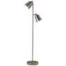 Adesso Malcolm Brushed Steel Metal 2-Light Modern Floor Lamp