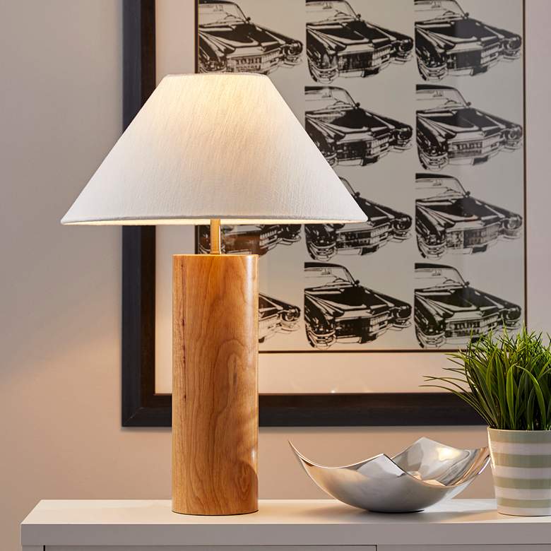 Image 1 Adesso Martin 25 1/2" Modern Natural Oak Wood Column Table Lamp