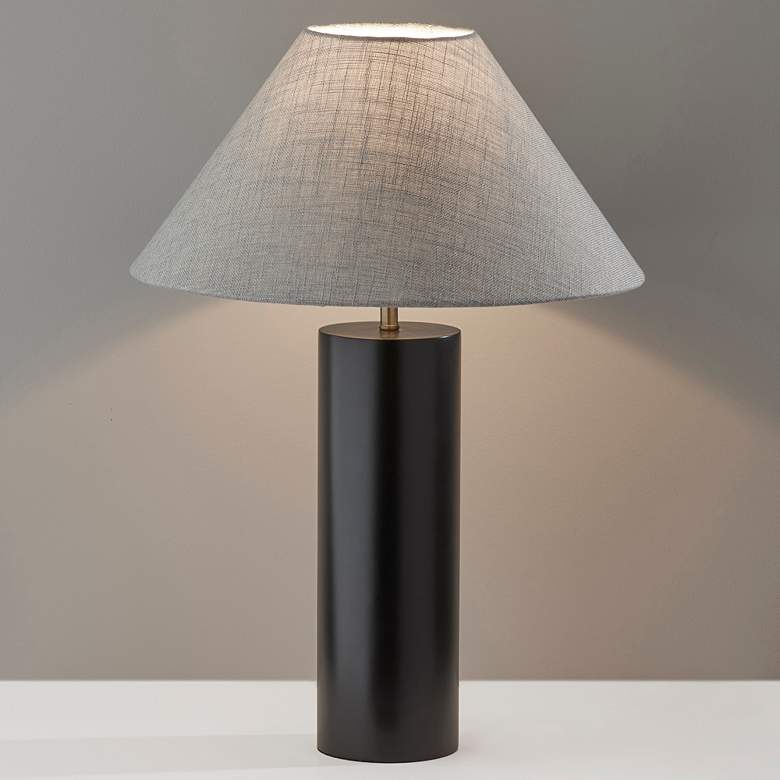 Image 3 Adesso Martin Black Poplar Modern Wood Column Table Lamp more views