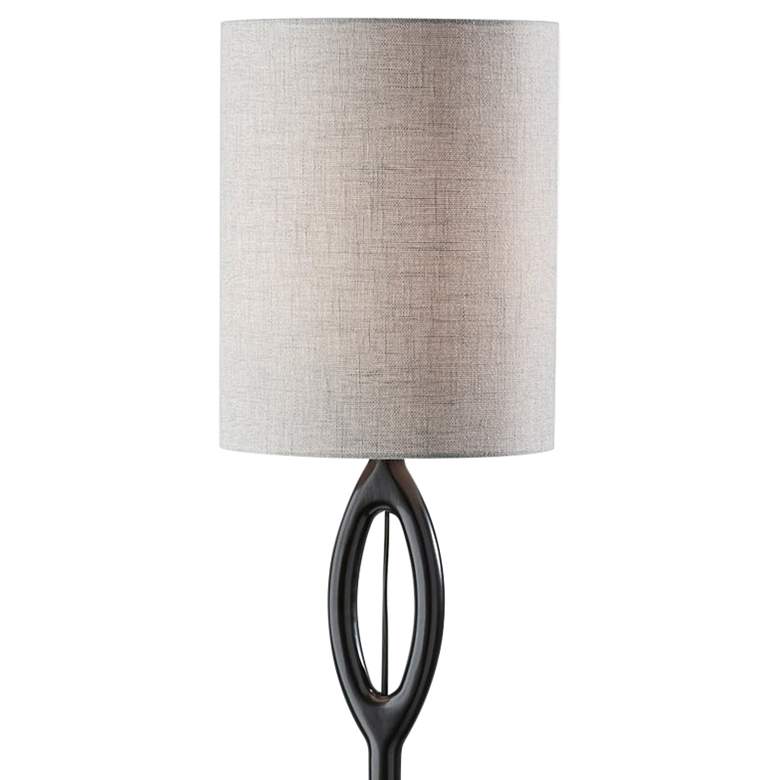 Image 4 Adesso Mayfair 61" Gray Shade Black Wood Modern Floor Lamp more views