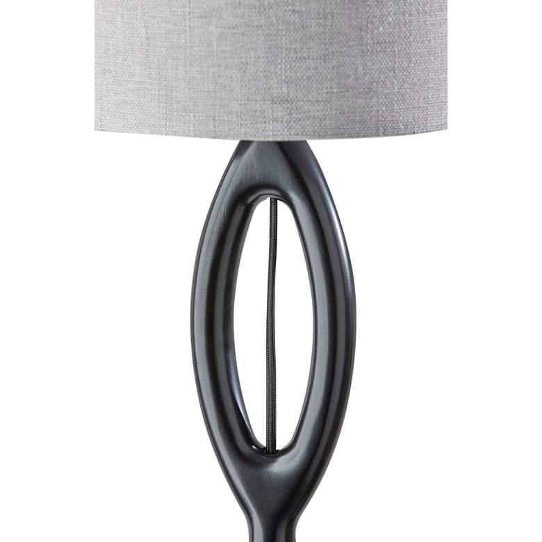 Image 5 Adesso Mayfair 61" Gray Shade Black Wood Modern Floor Lamp more views