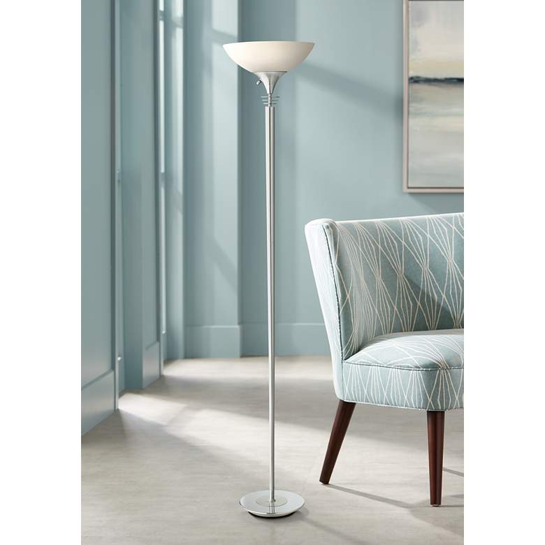 Image 1 Adesso Metropolis 71 1/2" High Chrome Modern Torchiere Floor Lamp