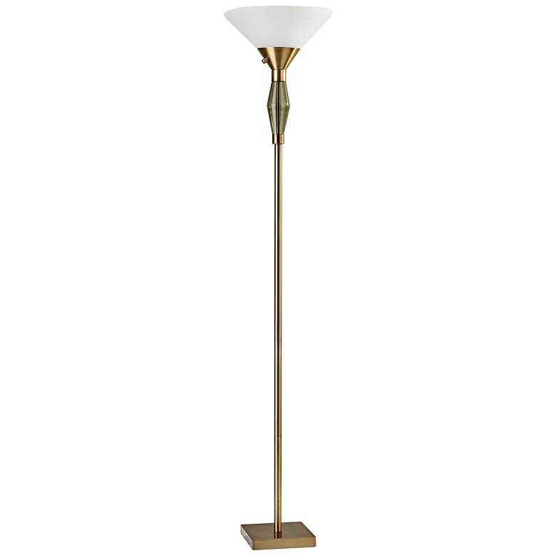 Image 1 Adesso Murphy 71 inch High Glass and Brass Modern Torchiere Floor Lamp
