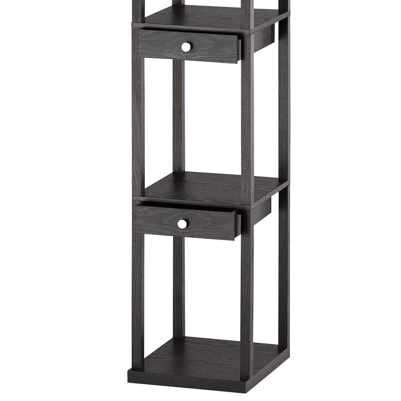 Image 6 Adesso Murray 72" Black Wood 3-Drawer Etagere Floor Lamp more views