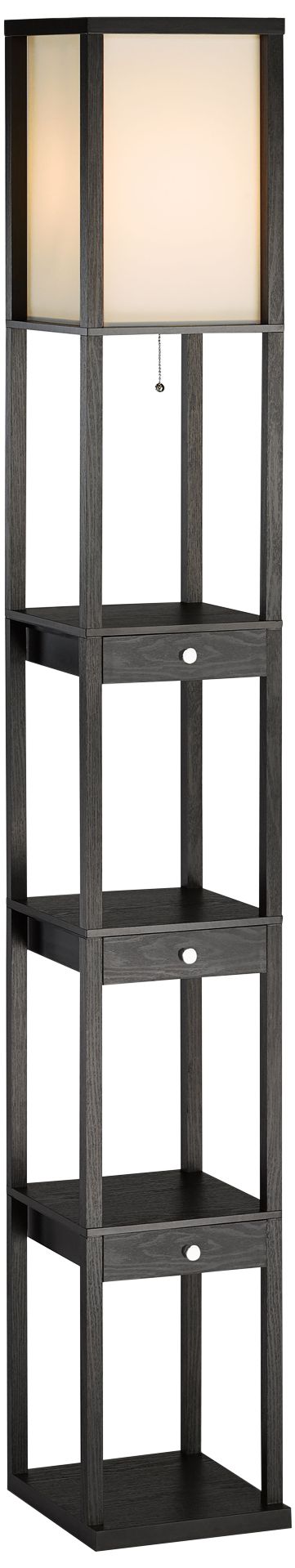 Adesso Murray Black Wood 3-Drawer Etagere Floor Lamp - #346M1