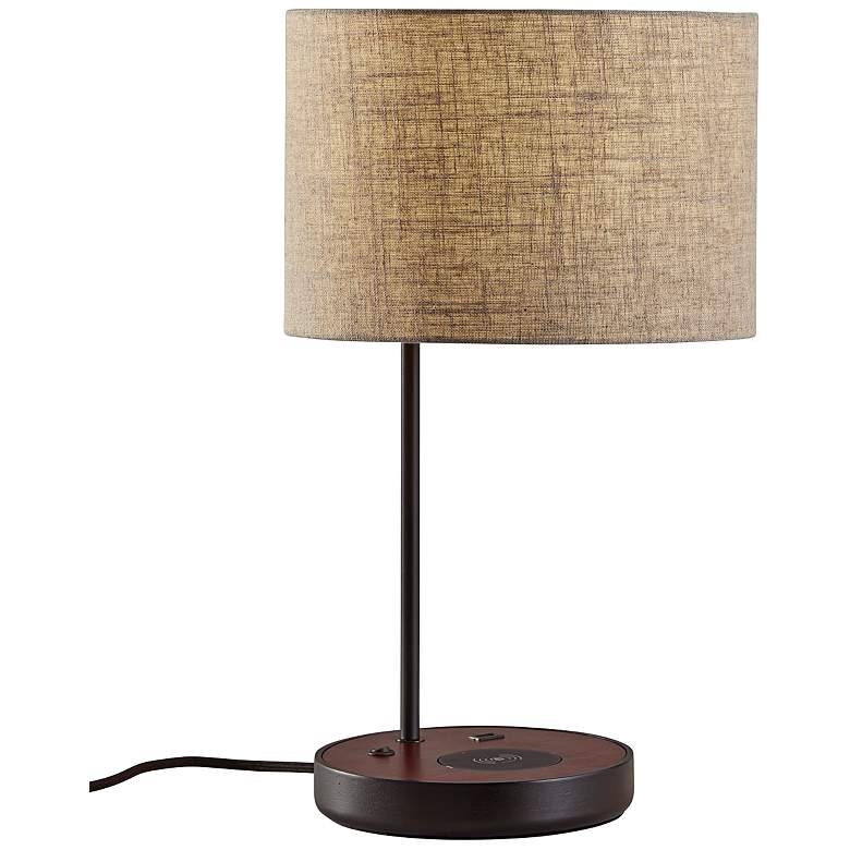 Image 2 Adesso Oliver 19 1/2 inch Black Accent Table Lamp with Qi Charging Pad