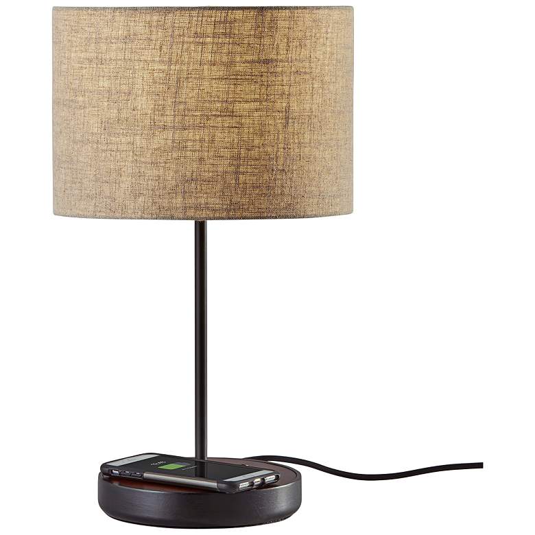 Image 5 Adesso Oliver 19 1/2 inch Black Accent Table Lamp with Qi Charging Pad more views