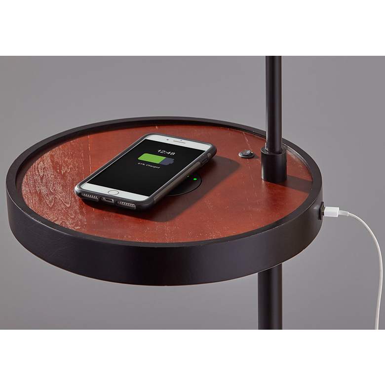 Image 5 Adesso Oliver Black Modern Wireless Charging USB Tray Table Floor Lamp more views