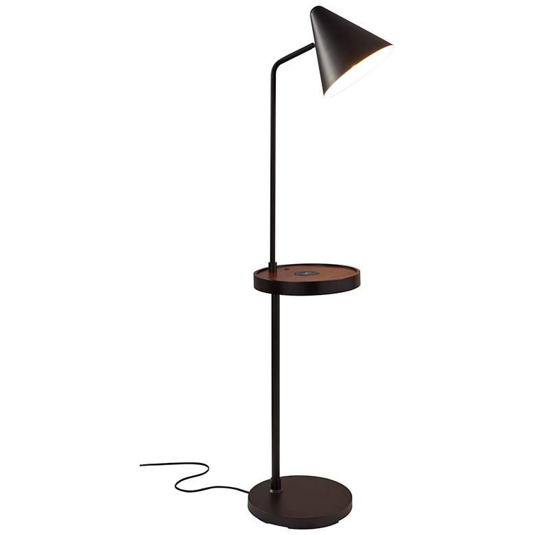 Image 1 Adesso Oliver Modern Floor Lamp with Wireless Charging, USB, and Tray Table