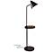 Adesso Oliver Modern Floor Lamp with Wireless Charging, USB, and Tray Table