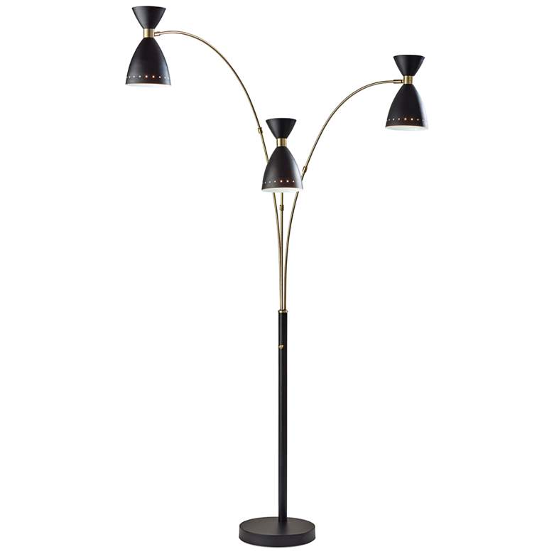 Image 2 Adesso Oscar 82" High Black and Antique Brass 3-Arm Arc Floor Lamp
