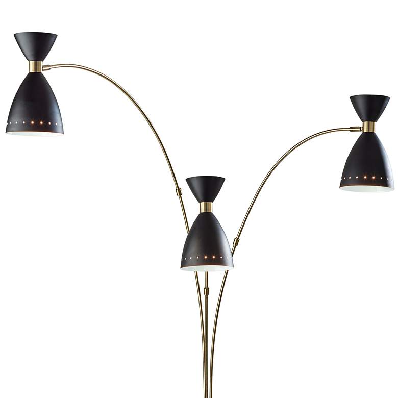 Image 3 Adesso Oscar 82" High Black and Antique Brass 3-Arm Arc Floor Lamp more views