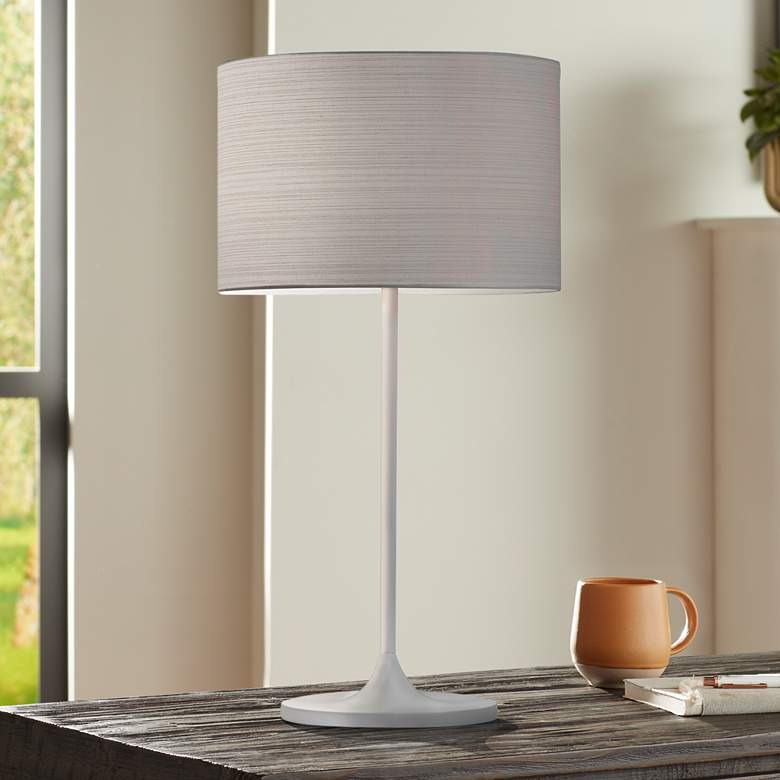 Image 1 Adesso Oslo 22 1/2 inch Paper Shade and Matte White Modern Table Lamp