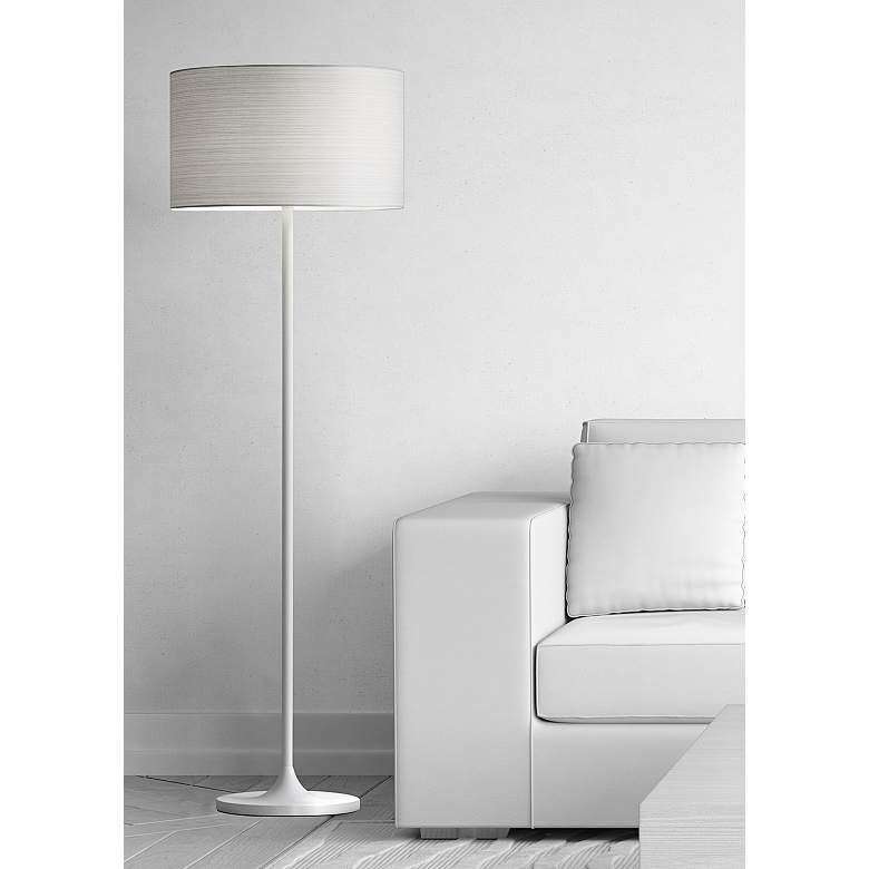 Image 1 Adesso Oslo 60" Matte White Metal and Paper Shade Modern Floor Lamp