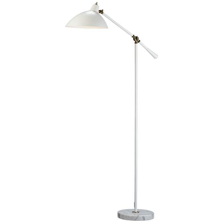 Image 2 Adesso Peggy Adjustable Height White and Antique Brass Modern Floor Lamp