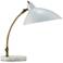 Adesso Peggy Antique Brass and White Adjustable Modern Desk Lamp