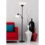 Adesso Piedmont 71" Black Torchiere Floor Lamp with Reading Light