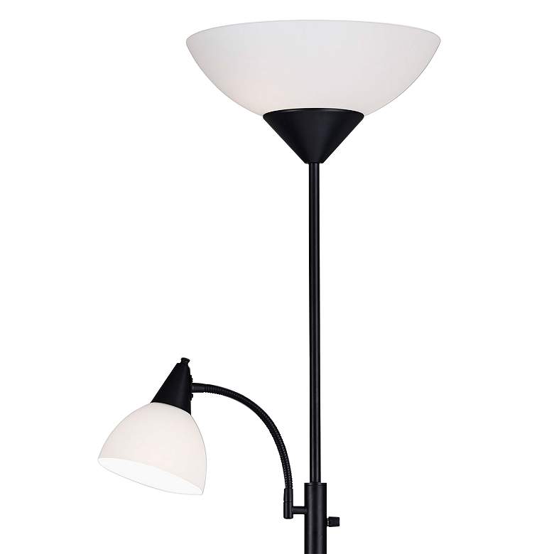 Image 3 Adesso Piedmont 71 inch Black Torchiere Floor Lamp with Reading Light more views