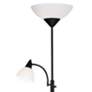 Adesso Piedmont 71" Black Torchiere Floor Lamp with Reading Light
