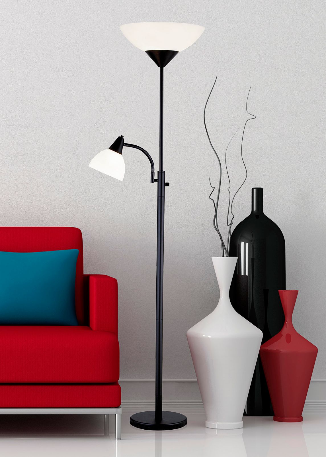 Black torchiere on sale floor lamp