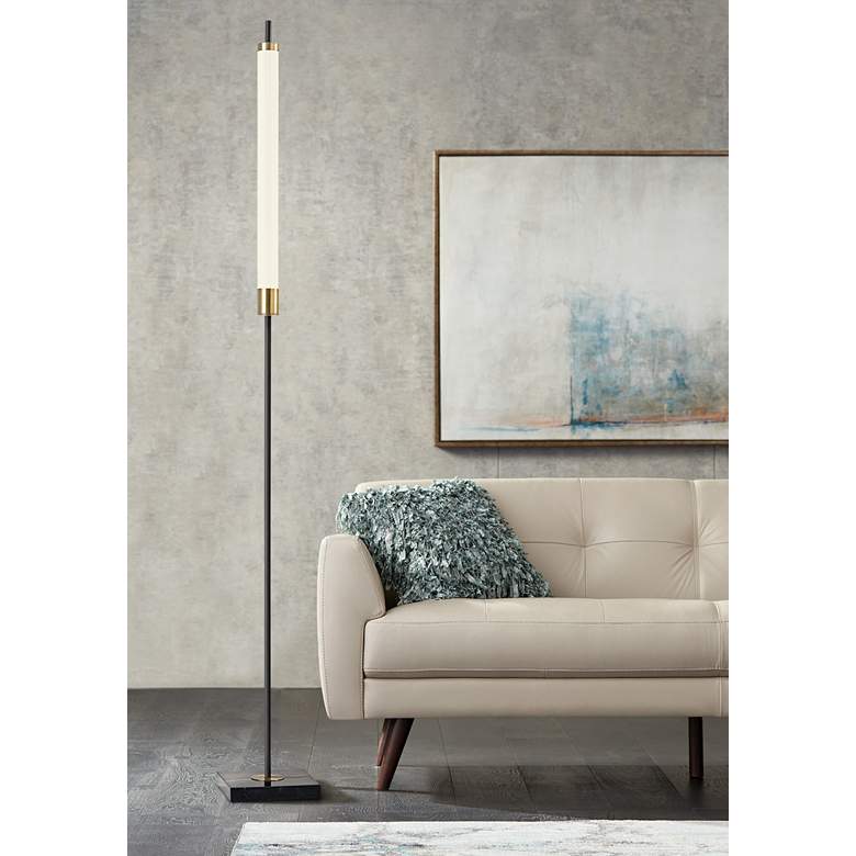 Image 1 Adesso Piper 72" High Black and Brass Modern LED Floor Lamp