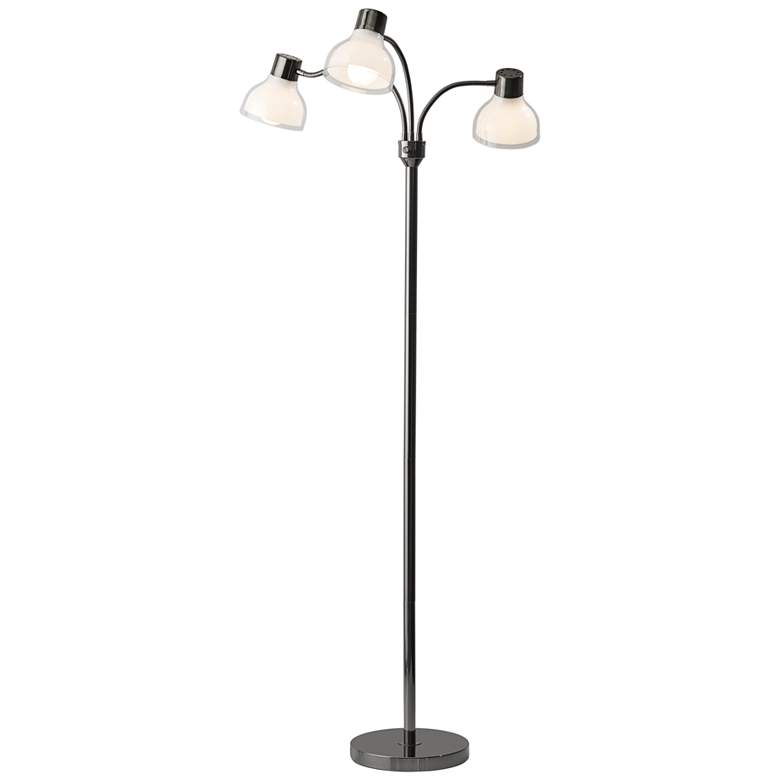 Image 6 Adesso Presley 69" Black Nickel Metal 3-Arm Gooseneck Floor Lamp more views