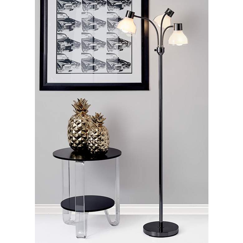 Image 1 Adesso Presley 69" Polished Nickel Metal 3-Arm Gooseneck Floor Lamp