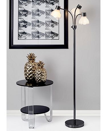 Adesso Presley 69" Polished Nickel Metal 3-Arm Gooseneck Floor Lamp