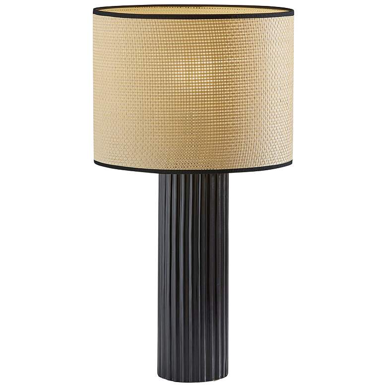 Image 1 Adesso Primrose 24 1/4" Modern Black Ribbed Table Lamp