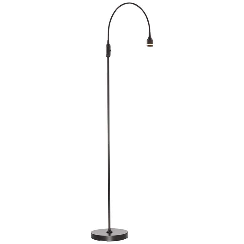 Image 1 Adesso Prospect Adjustable Height Matte Black LED Gooseneck Floor Lamp