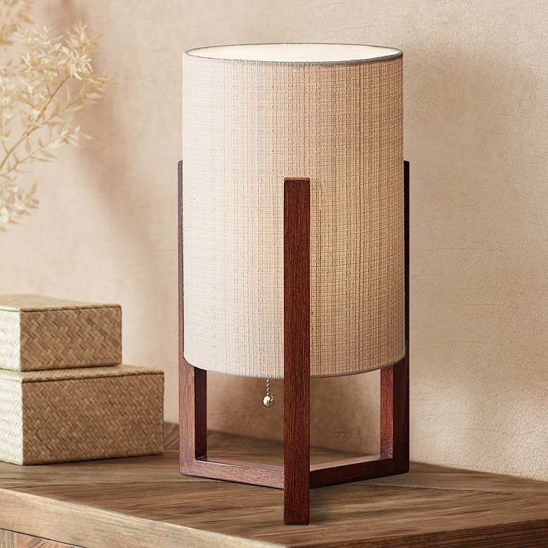 Image 1 Adesso Quinn 17" High Wood Tripod Leg Modern Accent Table Lamp