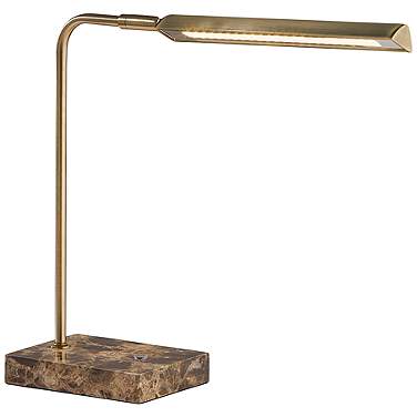 Adesso Reader 15" High Antique Brass LED Touch Desk Lamp with USB Port
