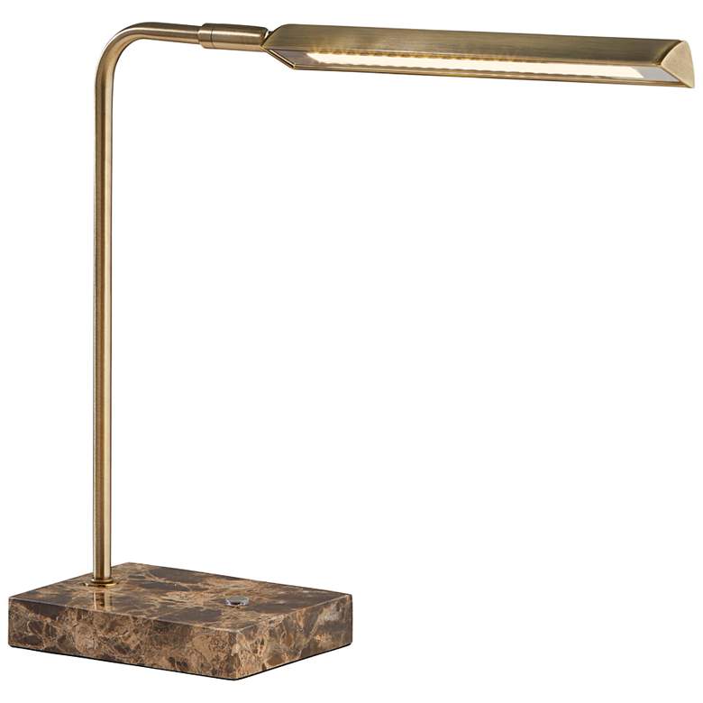 Image 1 Adesso Reader 15" High Antique Brass LED Touch Desk Lamp with USB Port