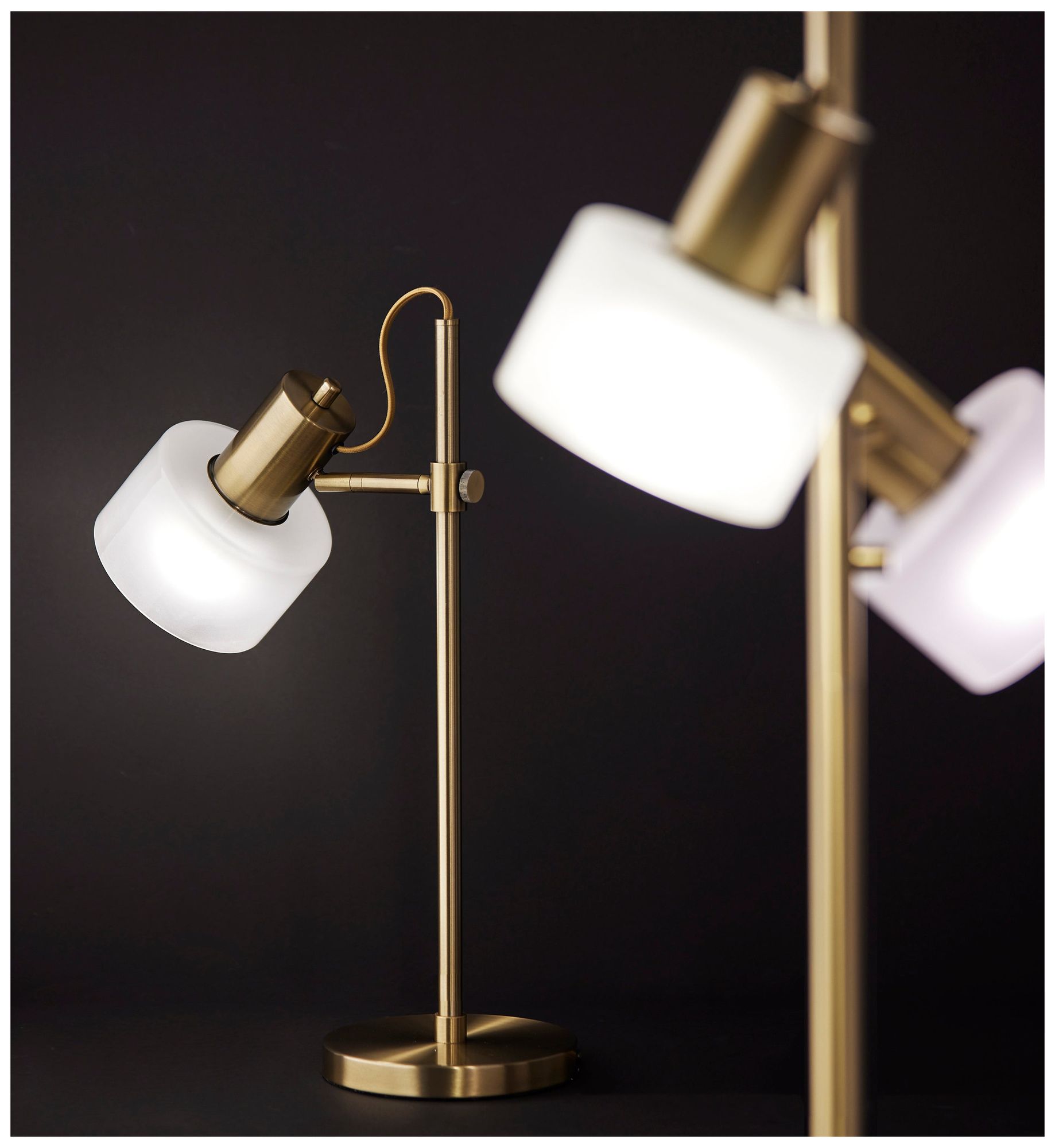 Adesso Rhodes Floor Lamp - Antique Brass