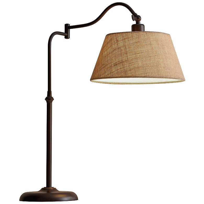 Image 2 Adesso Rodeo 27" High Burlap and Antique Bronze Swing Arm Lamp