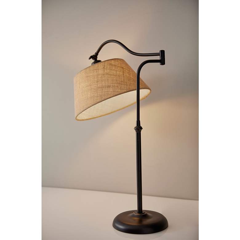 Image 5 Adesso Rodeo 27" High Burlap and Antique Bronze Swing Arm Lamp more views