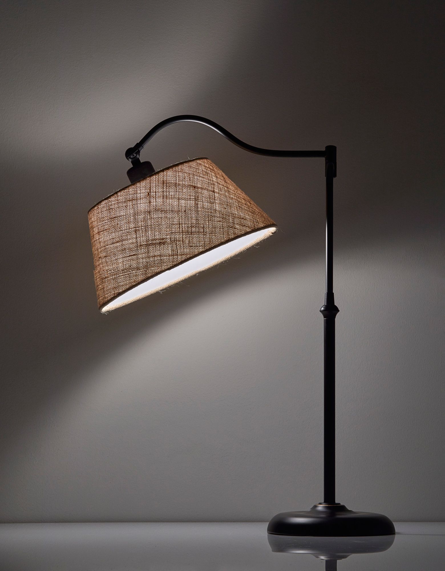 Image 6 Adesso Rodeo 27" High Burlap and Antique Bronze Swing Arm Lamp more views