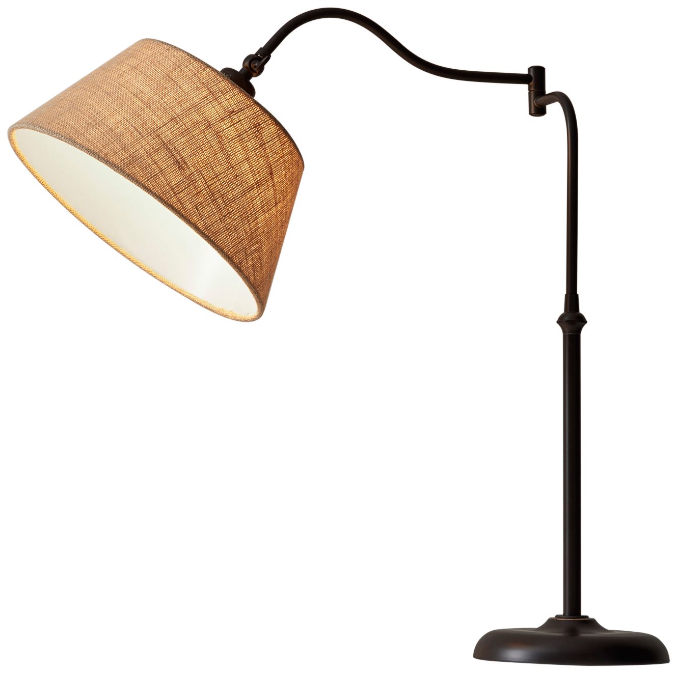 Image 7 Adesso Rodeo 27" High Burlap and Antique Bronze Swing Arm Lamp more views