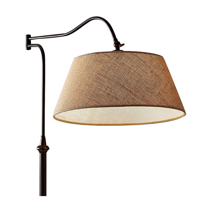 Image 3 Adesso Rodeo 61" Antique Bronze Metal Swing Arm Downbridge Floor Lamp more views