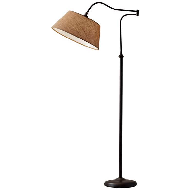 Image 7 Adesso Rodeo 61" Antique Bronze Metal Swing Arm Downbridge Floor Lamp more views