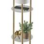 5_Adesso Trio 68" High Antique Brass Tree Floor Lamp with Glass Shelves more views