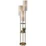 6_Adesso Trio 68" High Antique Brass Tree Floor Lamp with Glass Shelves more views
