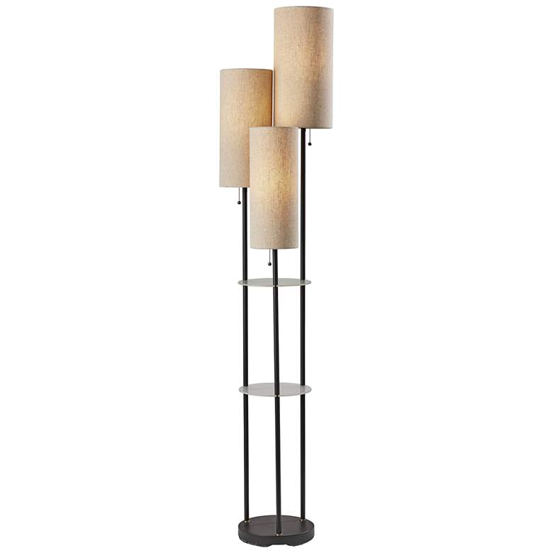 Image 1 Adesso Trio 68" High Black Metal Modern 3-Light Shelf Floor Lamp