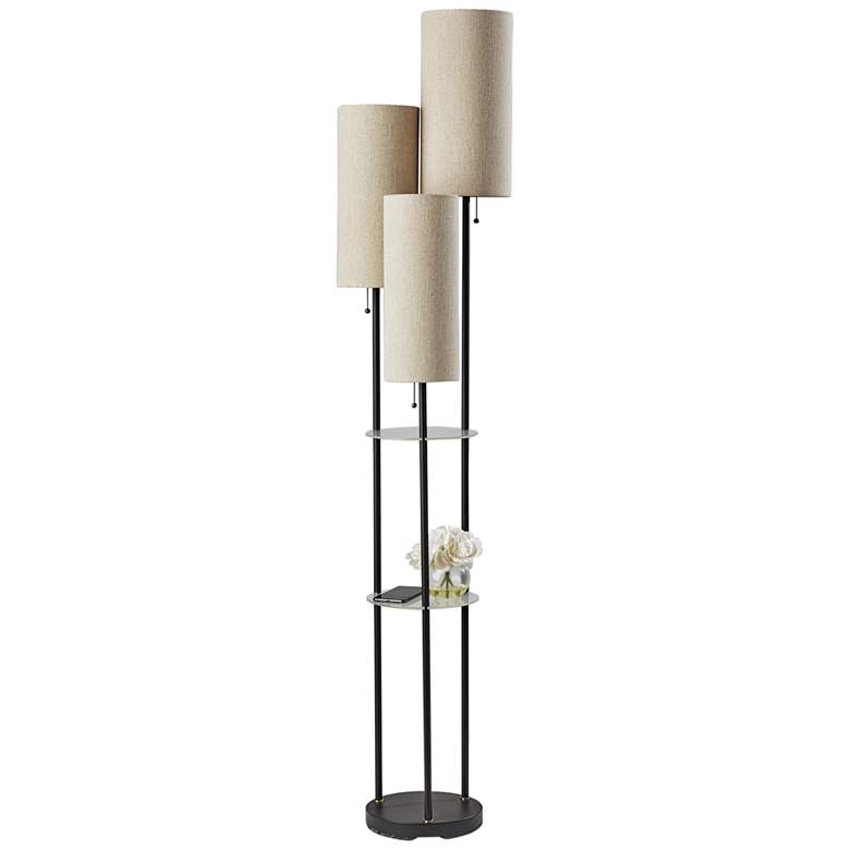 Image 4 Adesso Trio 68" High Black Metal Modern 3-Light Shelf Floor Lamp more views
