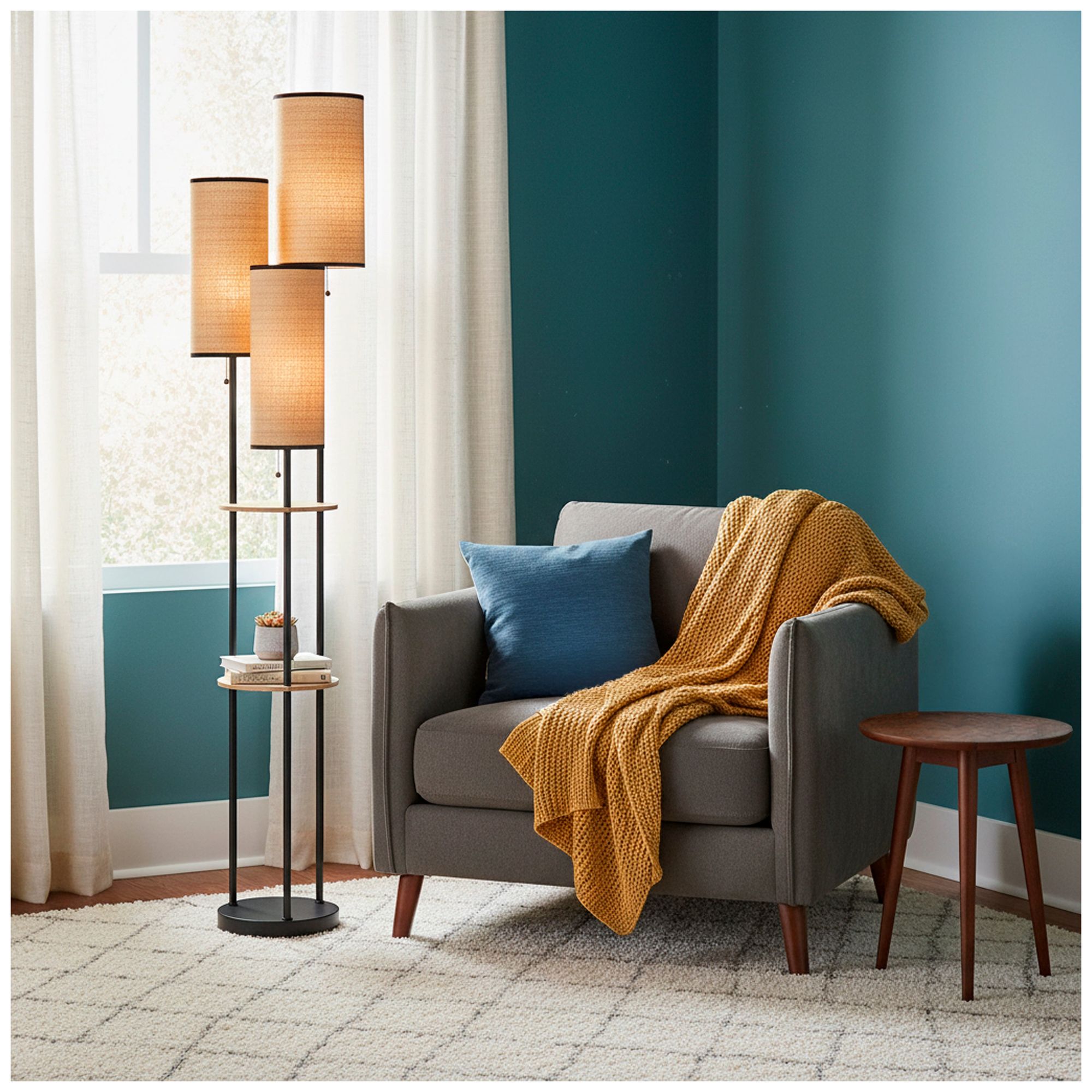 Image 2 Adesso Trio Floor Lamp and Antique Brass - Black more views