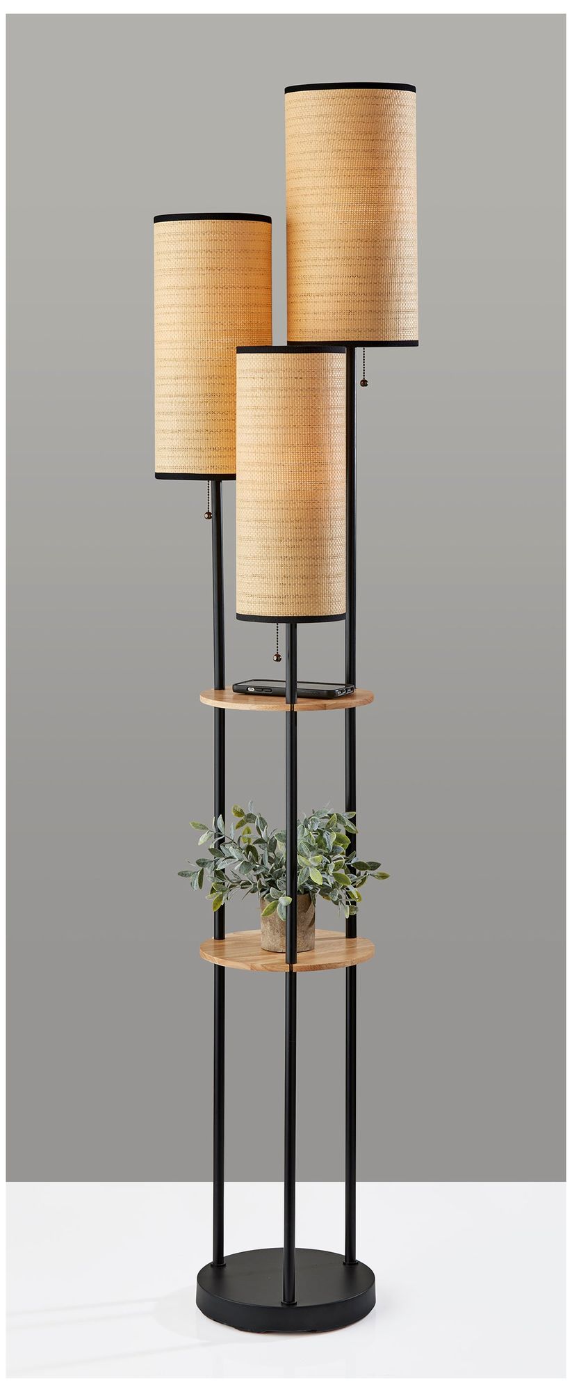 Image 5 Adesso Trio Floor Lamp and Antique Brass - Black more views